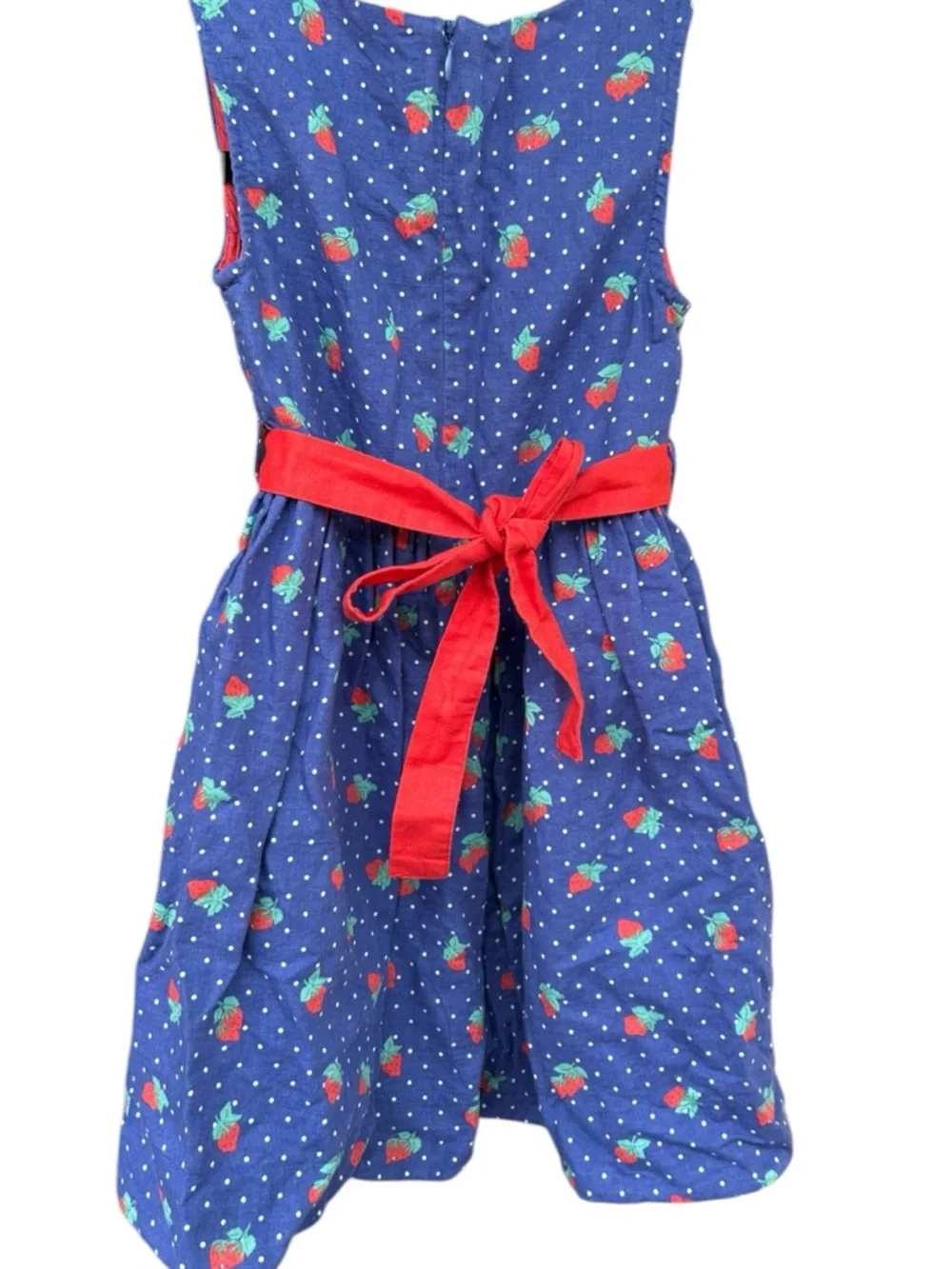 Mini Boden Strawberry Dress Navy Vintage Vibes Cotton Sundress Spring Summer 5-6